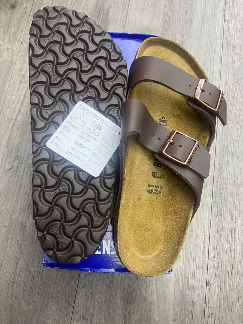 Birkenstock Arizona BS Dark Brown Sandals Regular Fit Leather Footbed  Descripti
